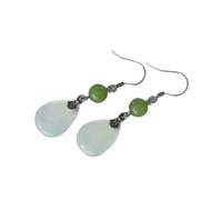 AMAXRcsy Orecchini S925 in Argento con calcedonio Naturale Orecchini Pendenti in Giada per Donna
