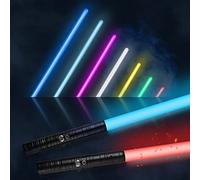 Amaxshiirchy Spada laser 2 Pack RGB 15 Colori Metal Hilt FX Light Saber attery Ricaricabile 2-in-1 Doppia Lama FX Dueling Light Saber Cosplay Toy 3 Modalità Suono Spada Luce Forge