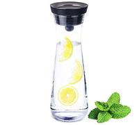 AMAYGA Caraffa Vetro,1200ml Brocca per Acqua in Vetro Coperchio in Siliconeper,per Succo Caldo/Freddo,Bevande ghiacciate,tè,Latte,caffè e Vino Rosso