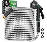 Amayrose Tubo da giardino con ugello a 10 funzioni, tubo flessibile con connettore in metallo a prova di perdite, senza nodi, antipiega, leggero, anti-animali, resistente all'usura, 3/4 GHT, per