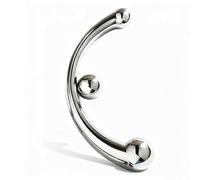 AMAZBEE Dildo a doppia estremità per il massaggio del punto G e della prostata Plug anale in acciaio inossidabile per uomini e donne Plug anale curvo in metallo (Pointed,S)