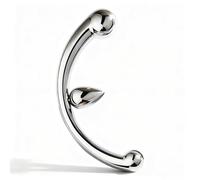 AMAZBEE Dildo a doppia estremità per il massaggio del punto G e della prostata Plug anale in acciaio inossidabile per uomini e donne Plug anale curvo in metallo (Round,L)