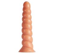 AMAZBEE Dildo anale nero annodato a spirale Textured Monster Knot Plug Forte base a ventosa Tre dimensioni S M L Stimolazione profonda Trainer Stretcher per la prostata Butt Plug espansione (Skin,L)