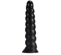 AMAZBEE Dildo anale nero annodato a spirale Textured Monster Knot Plug Forte base a ventosa Tre dimensioni S M L Stimolazione profonda Trainer Stretcher per la prostata Butt Plug espansione (Black,L)
