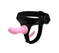 AMAZBEE Dildo con cinturino Imbracatura per le donne a doppia estremità Strapless Strapon giocattolo del sesso con cinghie regolabili mani libere Consoladores per coppie lesbiche uso adulto (Pink)