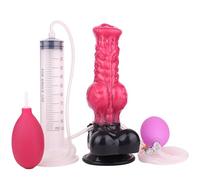 AMAZBEE Dildo gonfiabile eiaculante con tubo squirting base di aspirazione nodo di espansione finto pene giocattolo del sesso per gli uomini anale prostata Silicone Consolador (A,1)