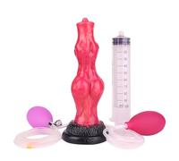 AMAZBEE Dildo gonfiabile eiaculante con tubo squirting base di aspirazione nodo di espansione finto pene giocattolo del sesso per gli uomini anale prostata Silicone Consolador (C,1)