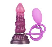 AMAZBEE Dildo gonfiabile Plug anale Silicone Wolf Shape Base di aspirazione Pompa regolabile espansione Butt Plug Massager Prostata BDSM Sex Toy (B,1)