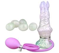 AMAZBEE Dildo Ovipositor Gonfiabile con Uova Morbide Giocattolo Sessuale Knot in Silicone Inseribile con Ventosa e Superficie Testurizzata per Prostata (5 eggs,1)
