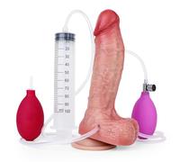 AMAZBEE Dildo realistico Dildo maschile eiaculante Dildo femminile gonfiabile Dildo squirting con ventosa Giocattolo sessuale in silicone pene finto (C)
