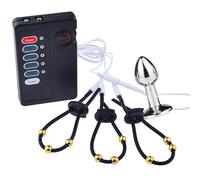 AMAZBEE Elettro Shock Anello del pene Plug Set anale con Power Box cinghie di cazzo regolabile per la stimolazione elettrica BDSM Giocattoli del sesso per gli uomini (L,1)