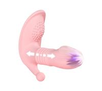 AMAZBEE Indossabile Butterfly Panty Vibrator Giocattolo sessuale per adulti Vibratori telecomandati per le donne per il massaggio clitorideo Dildo a doppia estremità (Pink)