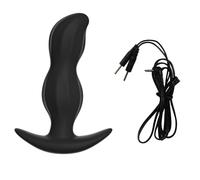 AMAZBEE Massaggiatore elettrico per prostata con effetto shock Plug anale in silicone per dilatazione anale Plug anale indossabile con base a forma di T (Cable,1)