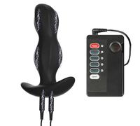 AMAZBEE Massaggiatore elettrico per prostata con effetto shock Plug anale in silicone per dilatazione anale Plug anale indossabile con base a forma di T (Host,1)