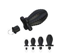 AMAZBEE Plug anale cavo con chiusura a prova di perdite, plug anale in silicone morbido per clisteri, 4 misure, base a fiore, sex toy unisex (Black,S)