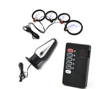 AMAZBEE Plug anale Electroshock con 4 anelli del pene Stimolazione elettrica Massaggiatore della prostata per la dilatazione anale Plug anale in acciaio inox BDSM Sex Toys (L,1)