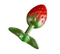 AMAZBEE Plug anale in metallo a forma di fragola con base gioiello e finitura in lega levigata e lucida, plug anale con texture a grani in rilievo (Green)