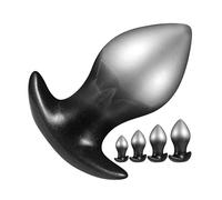 AMAZBEE Plug anale in silicone per uomini e donne Plug anale portatile con base a forma di T Anal Trainer nero con sfumatura di colore in 4 misure Giocattolo sessuale per adulti (XL,1)