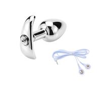 AMAZBEE Spine anali in metallo per l'allenamento di dilatazione anale Indossabile Electro Plugs anale Massaggiatore prostatico Stimolazione elettrica SM Giocattoli del sesso per adulti (M)