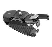 AMAZEAR Clip per zaino per fotocamera DSLR, con una sola mano, clip da cintura con piastra a sgancio rapido per Canon Nikon Sony Fuji Go-Pro Action Cam con sistema di sicurezza V2, nero