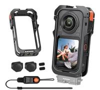 AMAZEAR Insta X6 Gabbia Metallica per Insta360 X6 Accessori | Insta360 X6 Cage per Custodia Protettiva in Alluminio con Slitta Flash Fredda, Base Magnetica e Copriobiettivo Su Misura