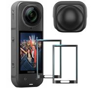 AMAZEAR Protection d'écran et combiné de capuchon d'objectif pour accessoires Insta-360 X5, film en verre trempé pour écran Insta-360 X5 X4 (2 pièces) et étui de protection en silicone pour capuchons