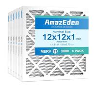 AmazEden Filtro dell'aria per forno a corrente alternata, 12 x 12 x 1, (confezione da 6) MERV 11 MPR 1000 e FPR 7 pieghettato HVAC Forno Antipolvere (Dimensioni esatte: 11 3/4 "x11 3/4" x 3/4")