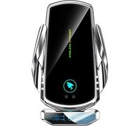 AmazeFan Caricatore Wireless Auto 15W Caricabatterie wireless per cellulari rapido Compatibile con iPhone Samsung Huawei ecc. Supporto per cellulare da auto Rotazione a 360 °, Argento