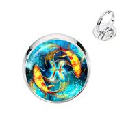 AMAZETEC nuovo arrivo esoterico 12 anelli costellazioni in vetro alla moda cabochon segni zodiacali anelli per uomo per donna gioielli regalo di compleanno, 25, vetro, peridoto creato