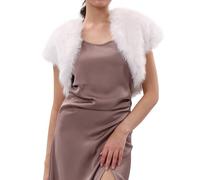 Amazhiyu Giacca da sposa in pelliccia, bolero da donna a maniche corte, stola da sposa corta, giacca da sposa crop in pelliccia sintetica, stola corta in pelliccia sintetica, giacca invernale corta in