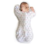 Amazing Baby by SwaddleDesigns, Sacco Avvolgente di Transizione con Maniche, Swaddle Sack with Arms Up, Elefantini, Rosa, Medio, 3-6 Mesi