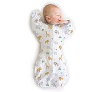 Amazing Baby Transitional Swaddle Sack, Arms Up Half-Length Sleeves & Mitten Cuffs, Swaddle for Newborn Transition to Baby Sleep Sack Wearable Blanket, Medium, 3-6 Month, 14-21 lb, On Safari