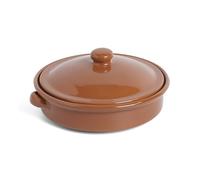 Amazing Cookware SB122 - Piatto Tondo in Terracotta Naturale, con Coperchio, 20 cm