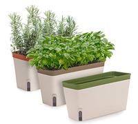 Amazing Creation Fioriera rettangolare per piante da finestra, autoirrigante, per interni, giardino, per cucina, coltivare piante, fiori o piante grasse, grande serbatoio d'acqua, fioriere per