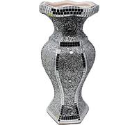 Amazing Gift Grande vaso da fiori argentato, realizzato a mano con diamanti schiacciati, scultura in ceramica per centrotavola a specchio scintillante, splendida esposizione floreale da 30 cm