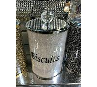 Amazing Gift Silver Diamond - Barattolo per biscotti schiacciato, elegante contenitore da cucina con finiture argentate, 25 cm