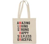 Amazing Loving Strong Happy Selfless Graceful Mother Borsa tote in cotone naturale bianco