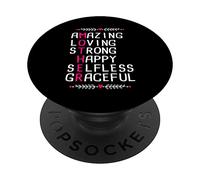 Amazing Loving Strong Happy Selfless Graceful Mother Day PopSockets PopGrip Adesivo