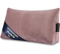 Amazinggirl Cuscino a cuneo da lettura per letto e divano Largo 70 cm - schienale per testata letto - grande poggiaschiena supporto per la schiena cuscino lombare per il divano Rosa - Velluto