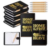 AmazingSpark 10 Sets 250 Anniversary Patriotic Gift Bulk American Flag Notepads Ballpoint Pens American Flag Themed Gift Patriotic Party Favors for 4th of July Remembrance Day Military Supplies (Black