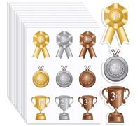 AmazingSpark 108 adesivi assortiti per premio, medaglie dorate, argento e bronzo, rosetta classica per trofeo 1°, 2°, 3° posto, riconoscimento, riconoscimento, premio per diploma scolastico