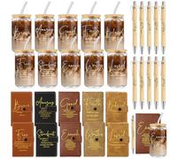 AmazingSpark 30 bicchieri di vetro cristiani per donne e uomini, 473 ml, con coperchio, in paglia, dedica della Bibbia, diario di preghiera, taccuino con penna, regalo religioso per chiesa (parole