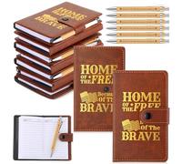 AmazingSpark 30 Sets 250 Anniversary Patriotic Gift Bulk American Flag Notepads Ballpoint Pens American Flag Themed Gift Patriotic Party Favors for 4th of July Remembrance Day Military Supplies (Brown