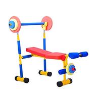 AMAZOM Attrezzatura per Esercizi Divertenti E Fitness per Bambini Panca Pesi con Bilanciere, Panca Multifunzione, Panca per Addominali Regolabile, Panca per Panca