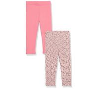 Amazon Aware Leggings in Jersey di Cotone Elasticizzato Bambine e Ragazze, Pacco da 2, Rosa/Stampa Floreale, 8 Anni