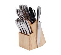 Amazon Basics 18 unità coltelli in acciaio INOX con impugnatura confortevole e blocco, Nero
