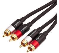 Amazon Basics 2 cavi audio RCA per amplificatori, diffusori attivi o subwoofer, con connettori placcati oro, 4.57 m, nero