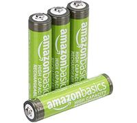Amazon Basics, 4 batterie ricaricabili AAA NiMH, ad alta capacità, 850 mAh, ricarica fino a 500 volte, pre-caricate