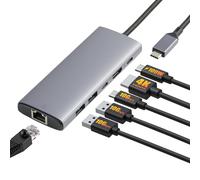 Amazon Basics 6 in 1 USB C 3.2 (10G) Hub 1 USB C 100W PD Input 2 USB A 1 USB C