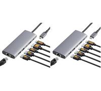 Amazon Basics 6-in-1 USB-C 3.2 (10G) Hub, 1 USB-C 100W PD Input, 2 USB-A, 1 USB-C, HDMI 4K, Ethernet, Grigio Chiaro, 11.94 x 4.6 x 1.5cm (Confezione da 2)